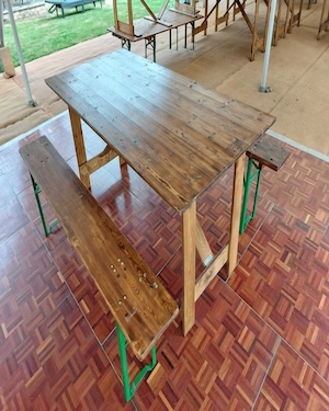 rustic table and bench set