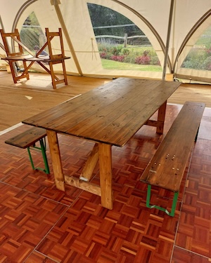 rustic tables benches