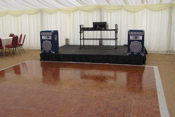 clearspan wedding marquee stage